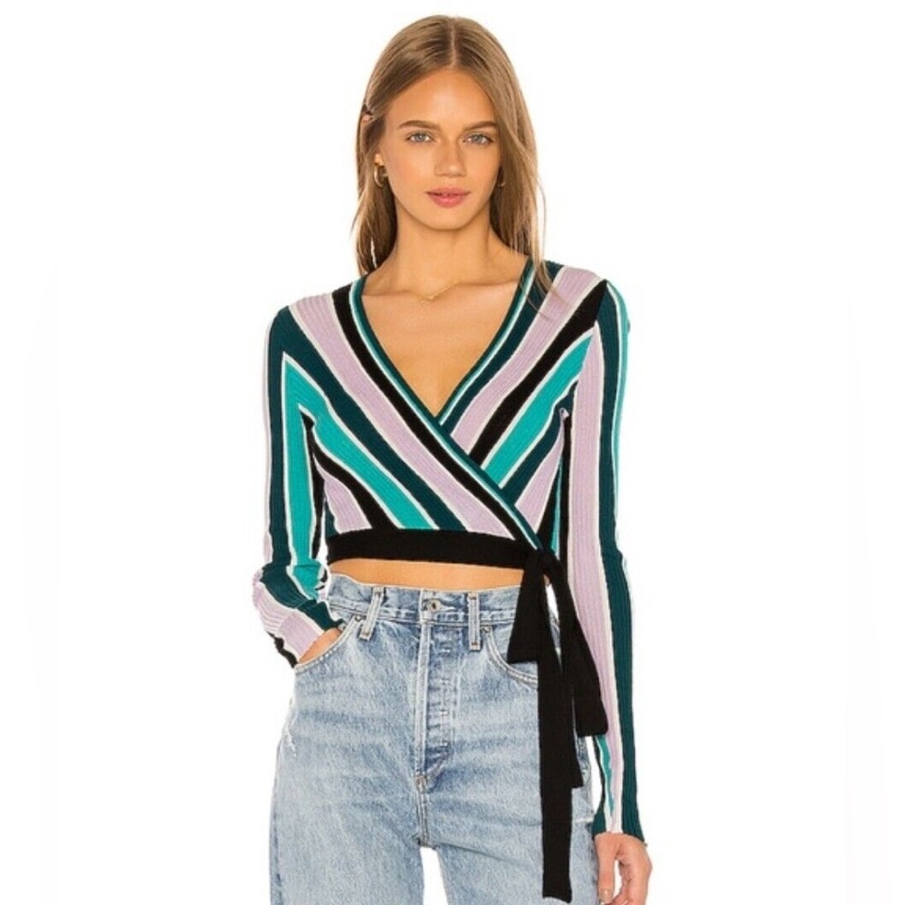 Wildfox Vivid Stripes Emma Sweater Wrap Top